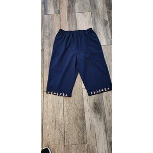 UNBRANDED NAUTICAL CAPRI COLOR BLUE ELASTIC WAIST POCKETS POLYESTER SIZE XL